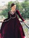 Velvet fabrics ready made Embroidery work one piece gown for